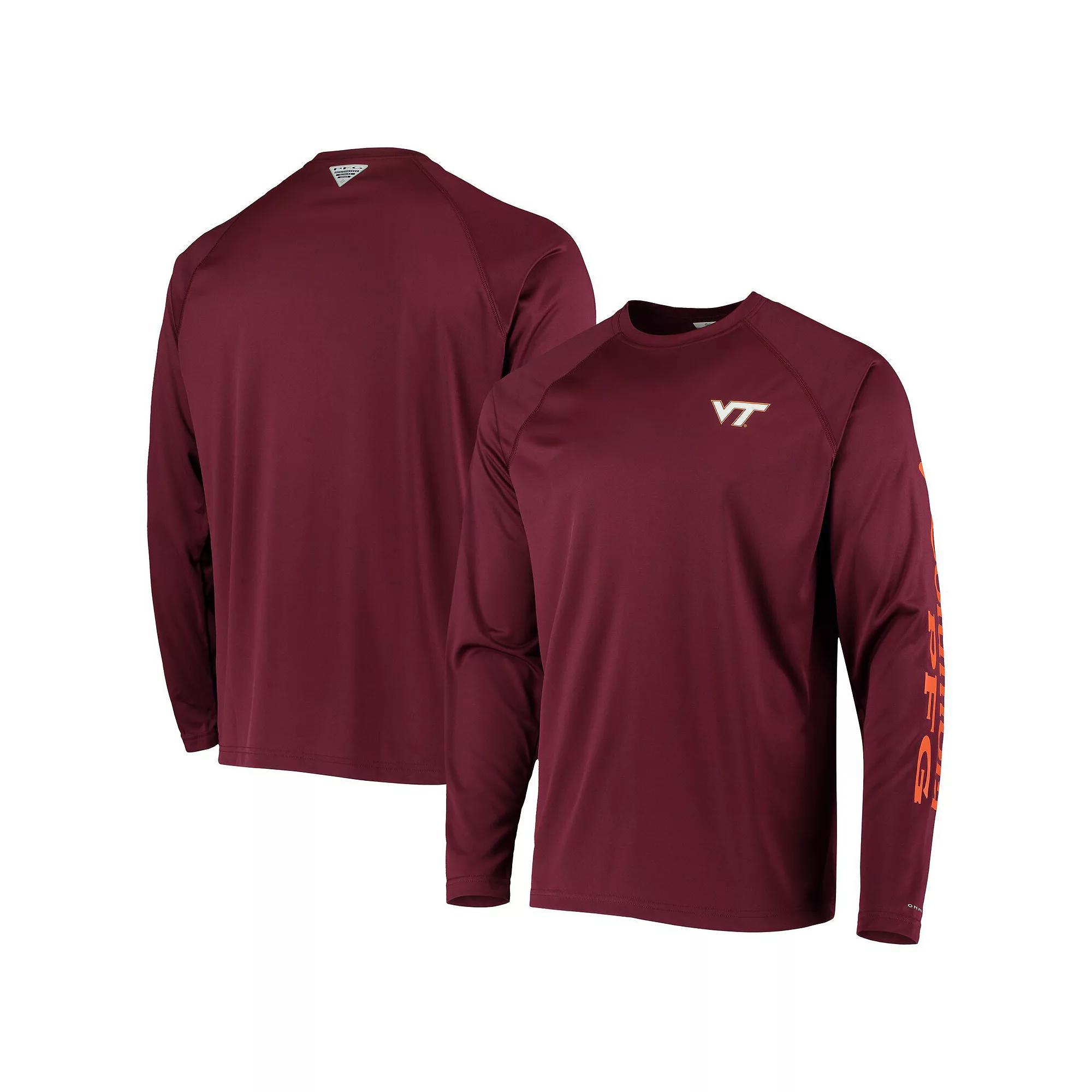 Men's Columbia PFG Maroon Virginia Tech Hokies Terminal Tackle Omni-Shade Long Sleeve T-Shirt, Size: 2XL, Red Product Image