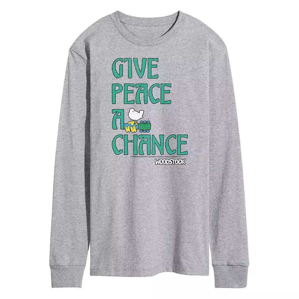Mens Woodstock Give Peace A Chance Long Sleeve Graphic Tee Product Image