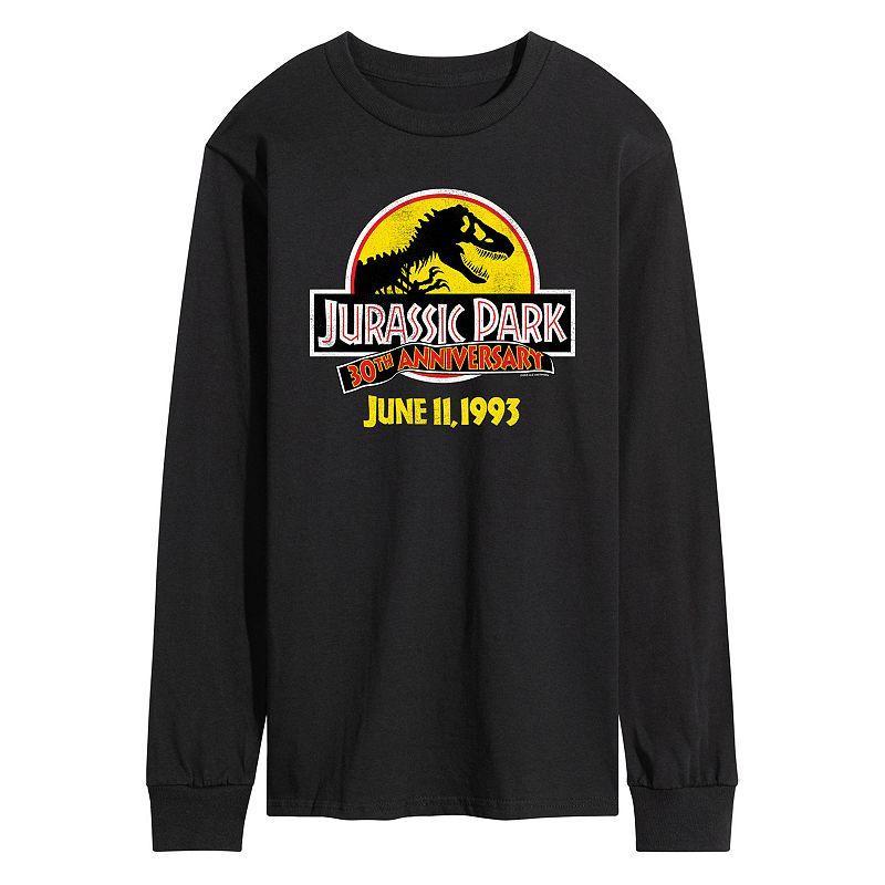 Mens Jurassic World Jurassic Park 30th Logo Long Sleeve Athletic Grey Product Image