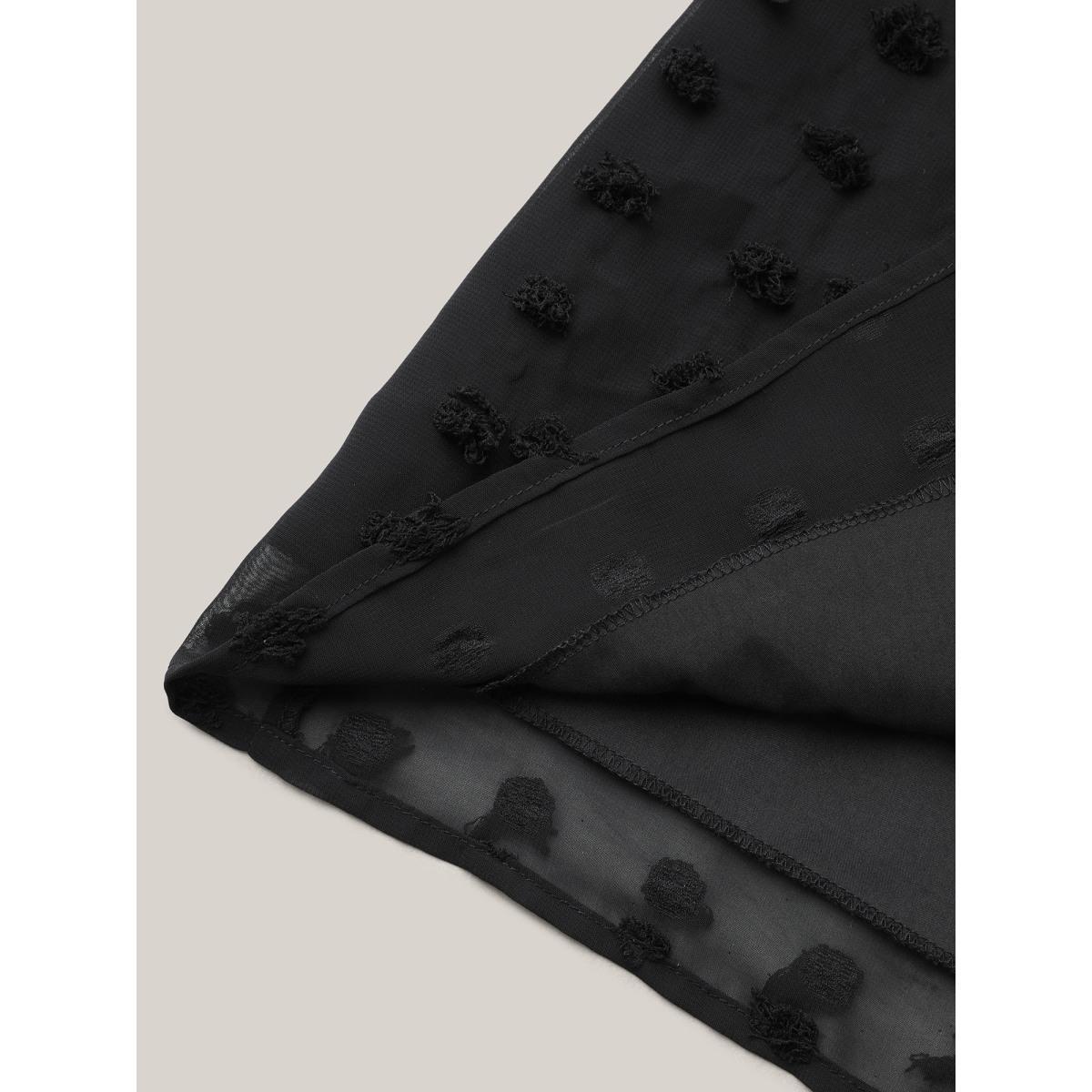 Plus Size Black Chiffon Polka Dot Round Neck Shirt Women Elegant Half Sleeve Round Neck Everyday Blouses BloomChic 26/4X Product Image