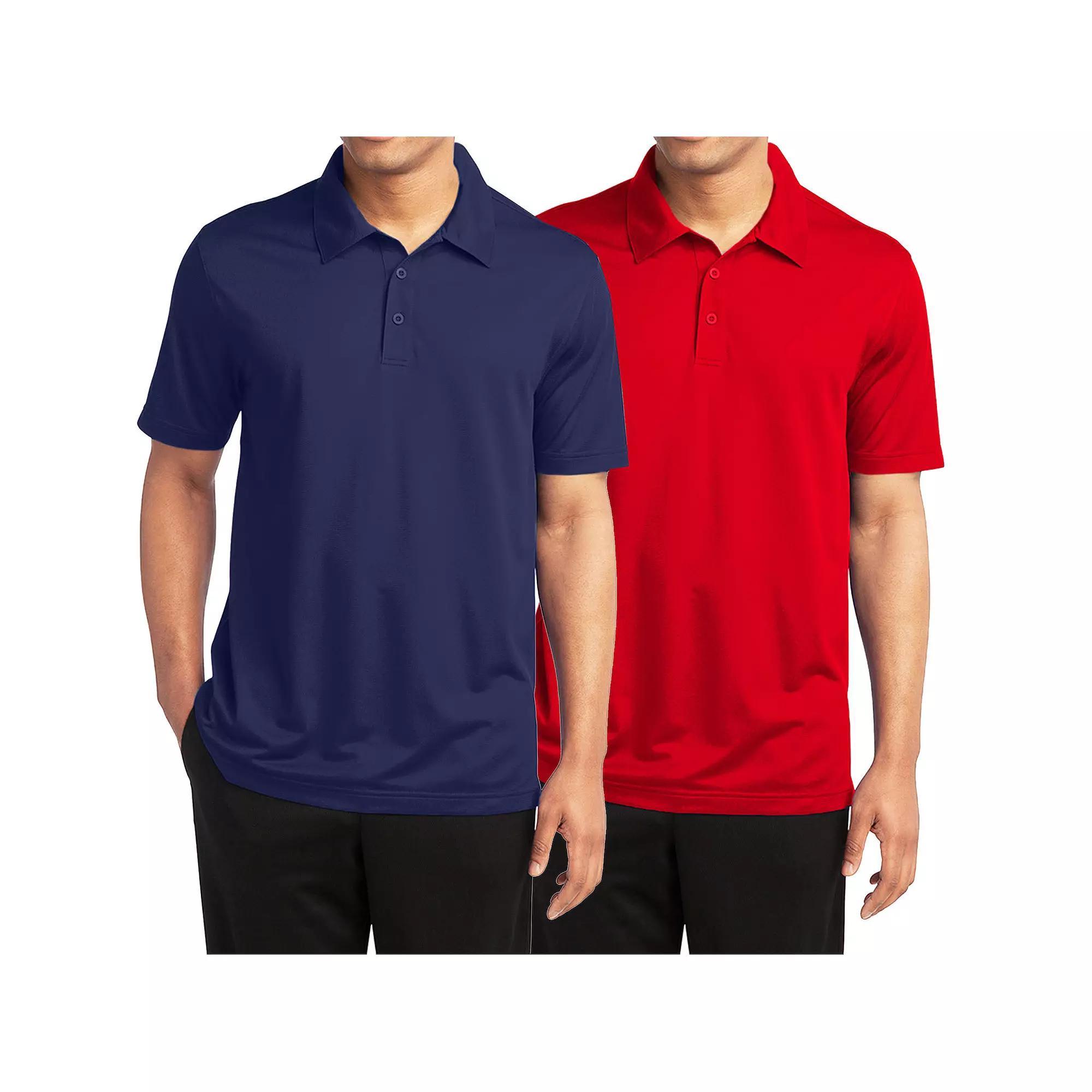 Men's Galaxy By Harvic 2-Pack Moisture-Wicking Polos, Size: XXL, Blue Red Product Image