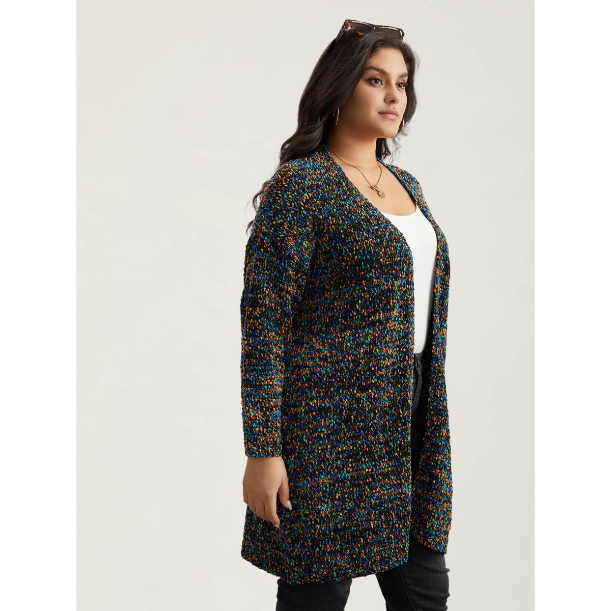 Plus Size Color Textured Open Front Cardigan Multicolor Women Casual Loose Long Sleeve Dailywear Cardigans BloomChic 18-20/2X Product Image