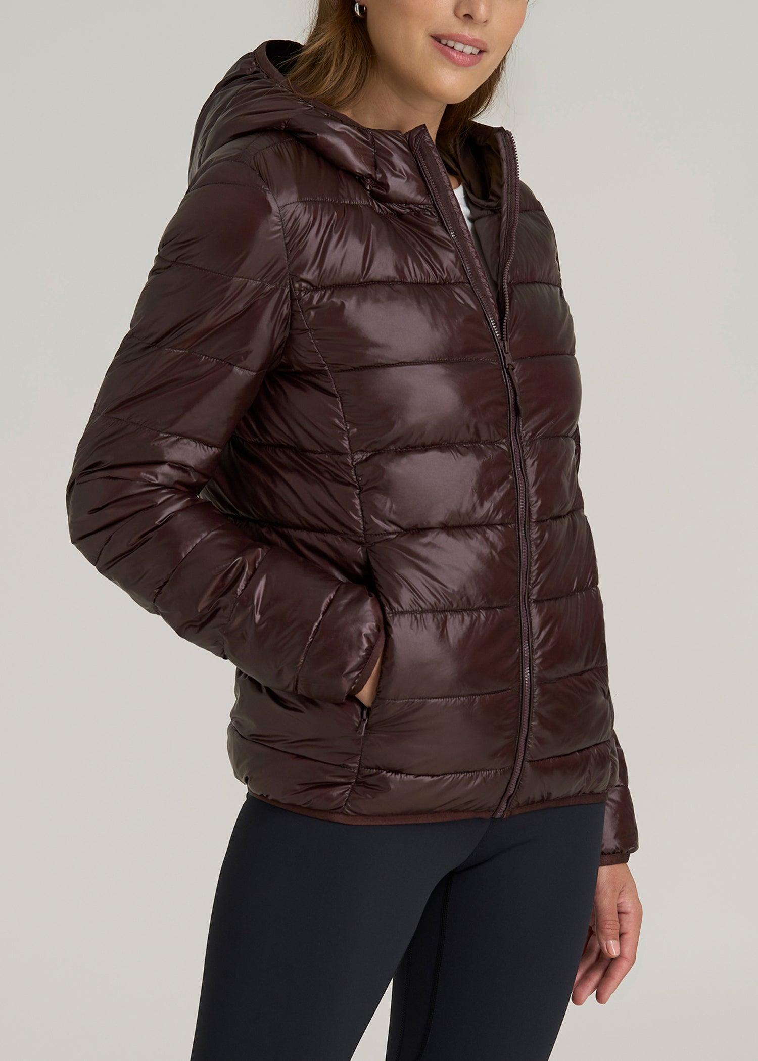 Packable Short Puffer Jacket for Tall Women in Oxblood Product Image