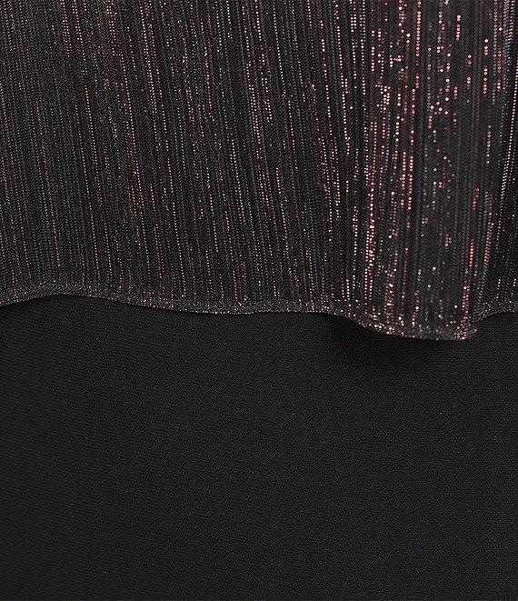Ignite Evenings Beaded Ombre Popover 3/4 Sleeve Round Neck Gown Product Image