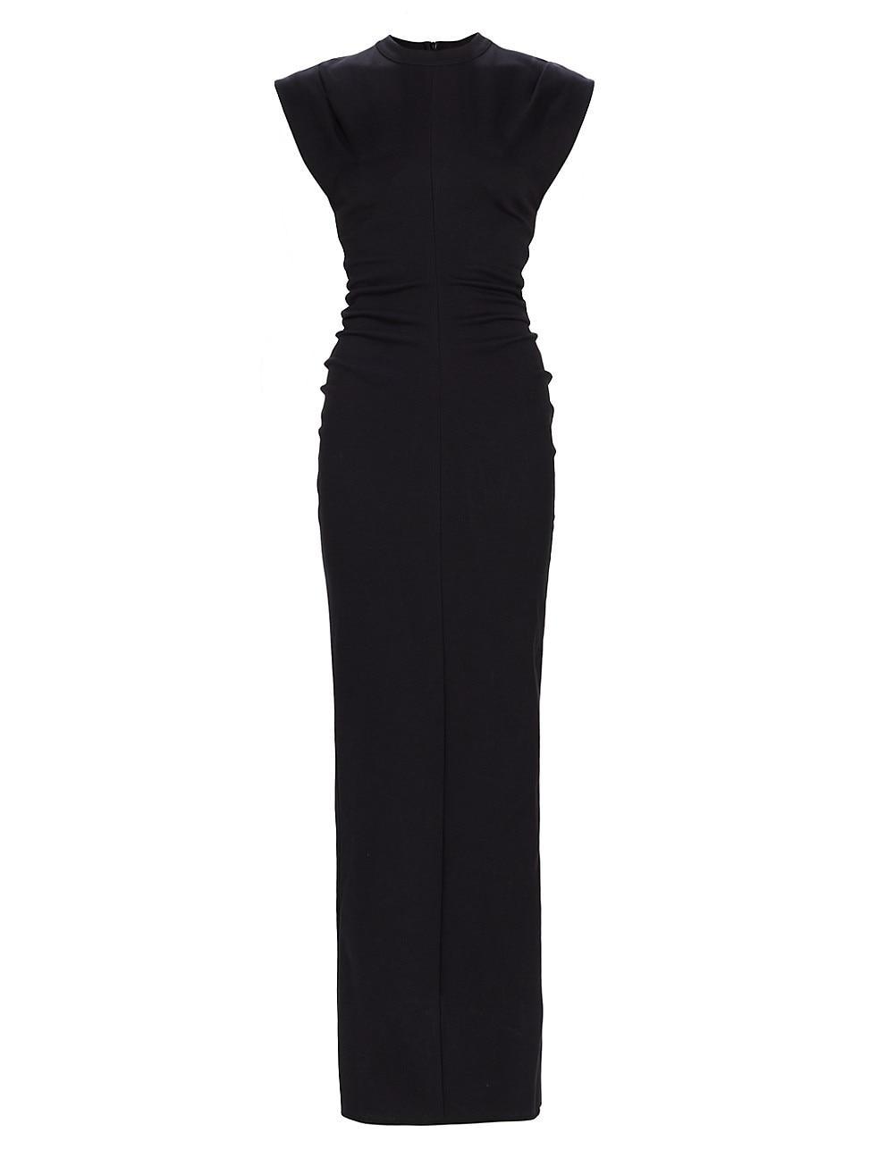 Alexander Wang Drop Shoulder Crew Neck Maxi Dress With Side Drape Black. (also in ). Product Image