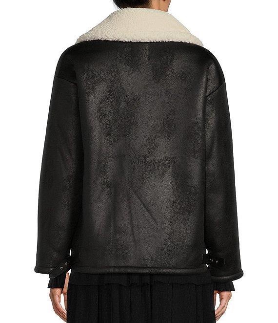 C&V Chelsea & Violet Zip-Front Sherpa Collar & Faux Suede Jacket Product Image