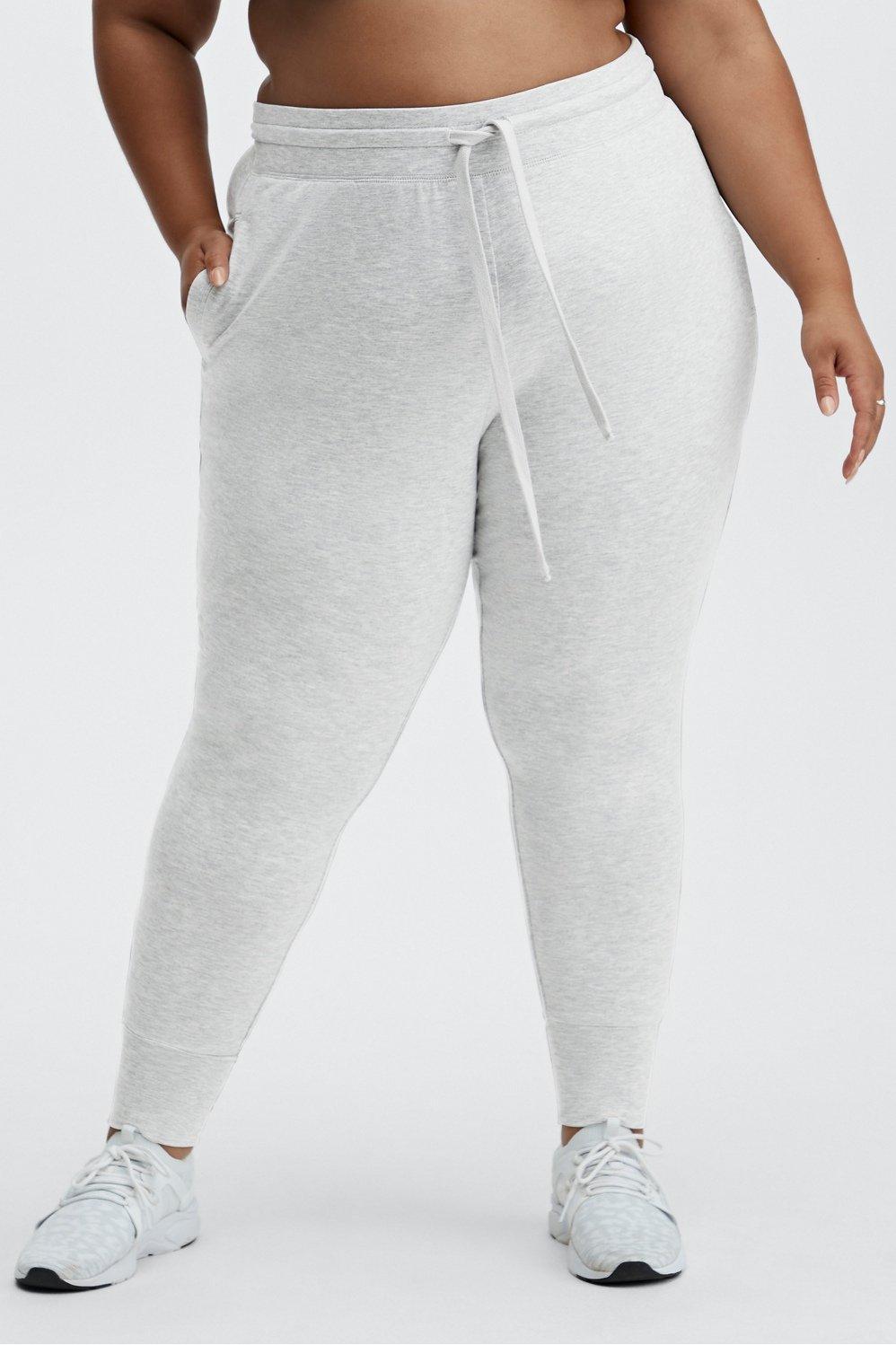 Fabletics Luxe Terry Jogger Womens Snow Grey Heather Size XXS Product Image