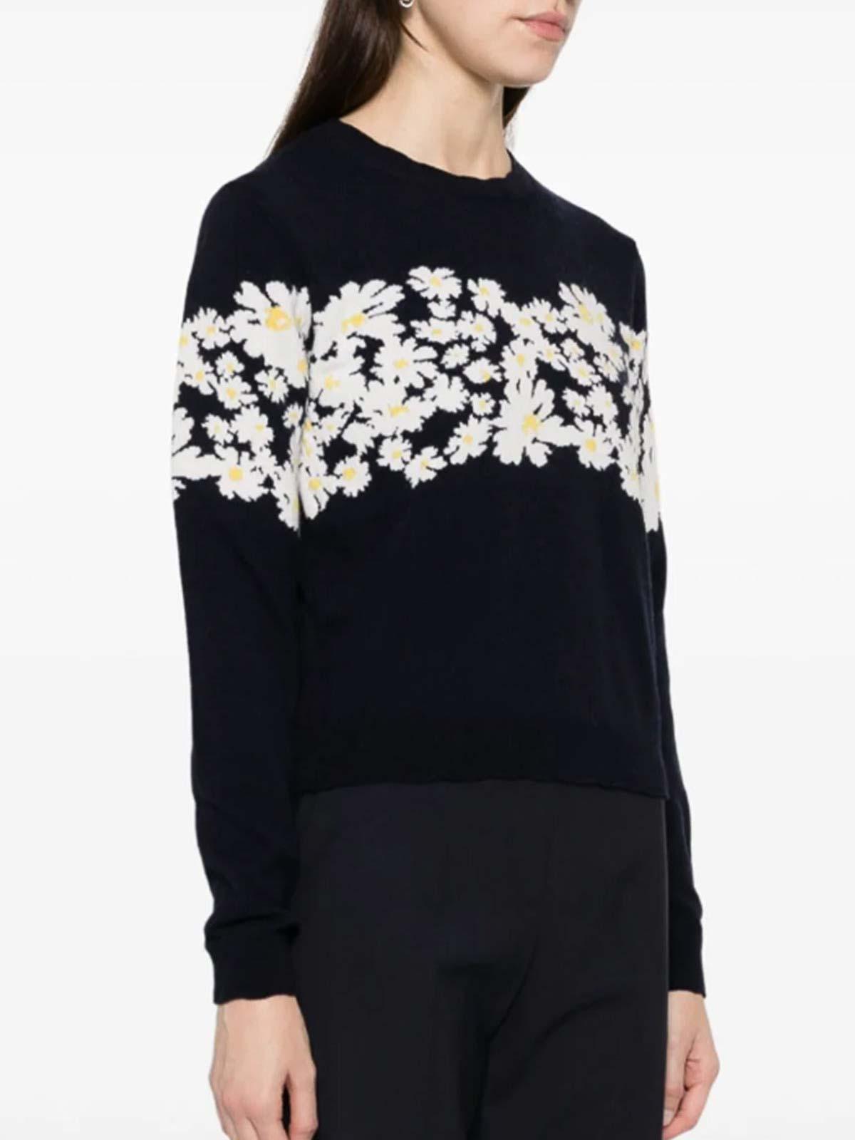 MSGM Daisy Print Sweater In Blue Product Image