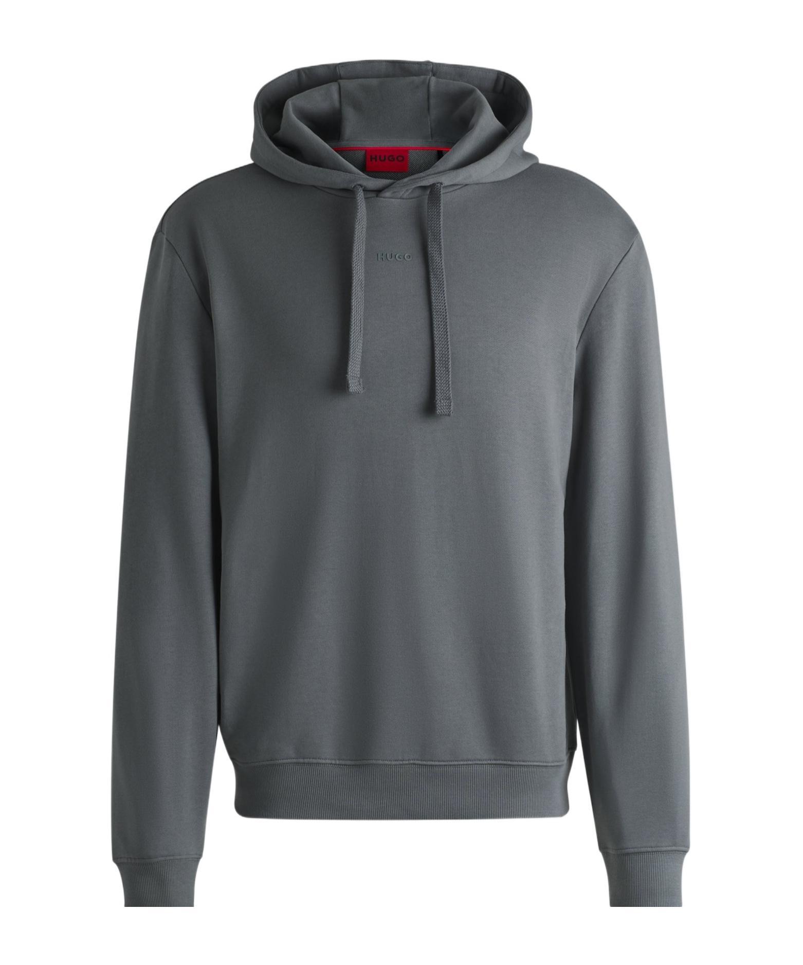 HUGO BOSS Cotton-terry Relaxed-fit Hoodie With Logo Print In Black Product Image