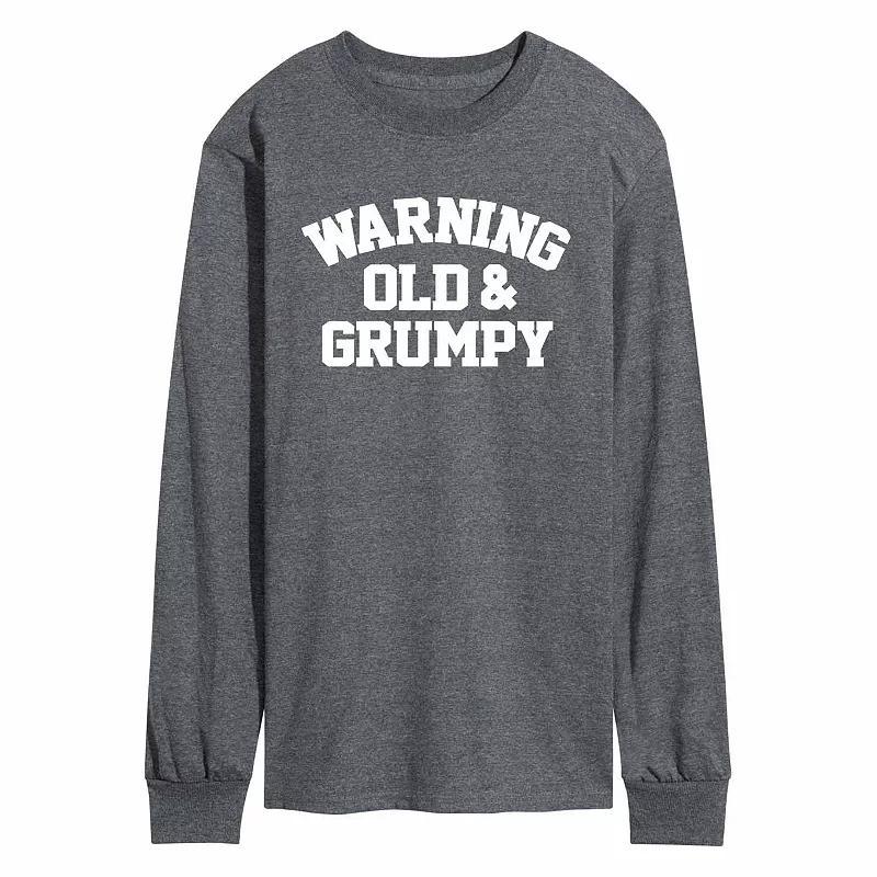 Mens Warning Old Grumpy Tee Heather Grey Product Image
