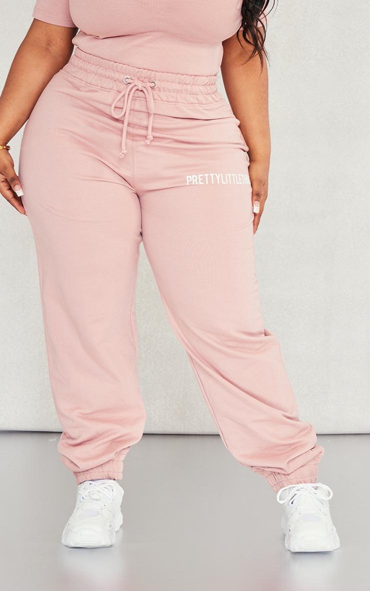 PRETTYLITTLETHING Plus Light Pink High Waisted Cuffed Sweatpants Product Image