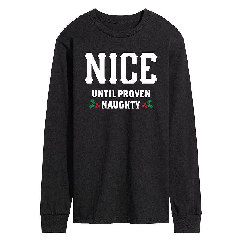 Mens Nice Until Proven Naughty Long Sleeve Blue Product Image