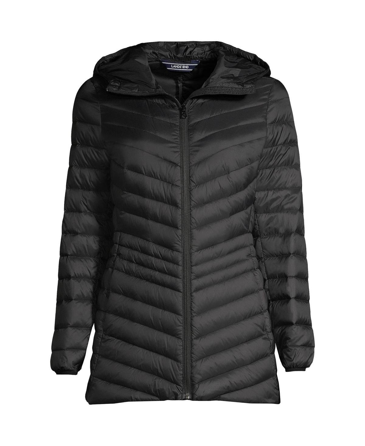 Plus Size Lands End Hood Wanderweight Ultralight Down Packable Jacket, Womens Deep Blue Product Image