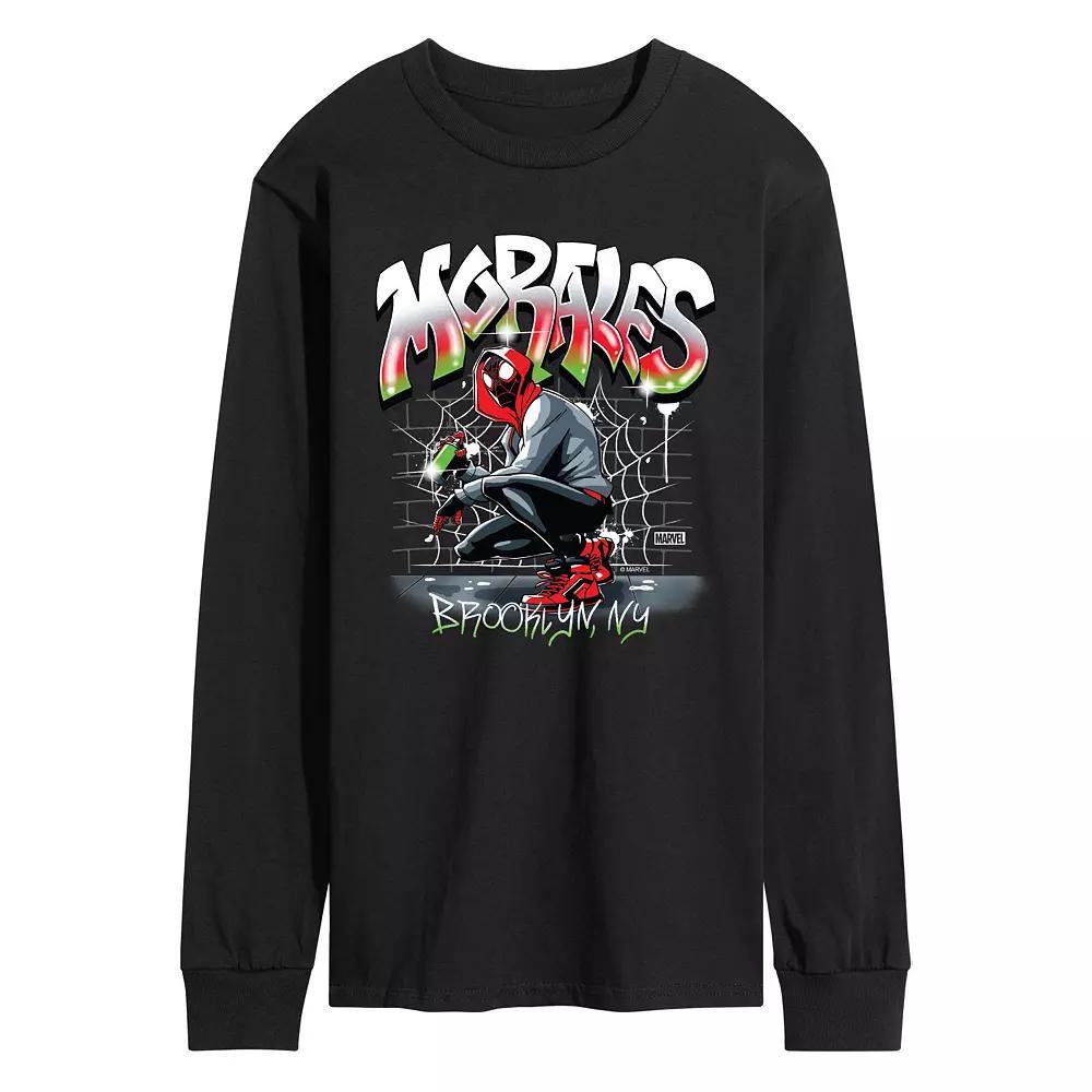 Mens Marvel Spider-Man Miles Morales Long Sleeve Graphic Tee Product Image