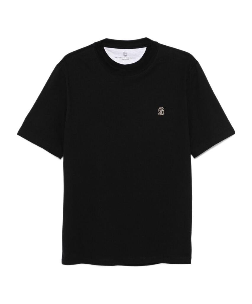 BRUNELLO CUCINELLI Logo-embroidered T-shirt In Multicolor Product Image