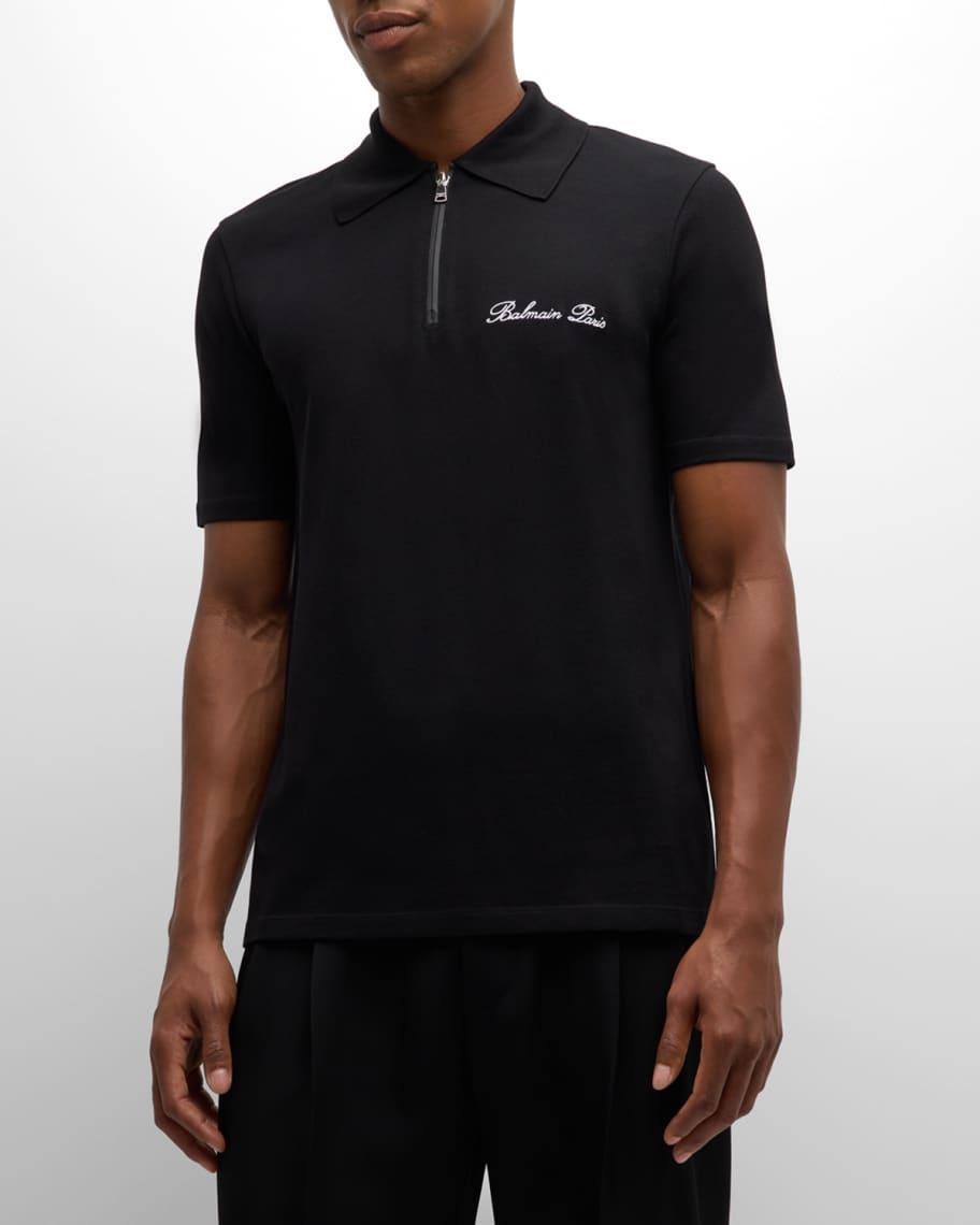 Mens Logo-Embroidered Cotton Quarter-Zip Polo Shirt Product Image