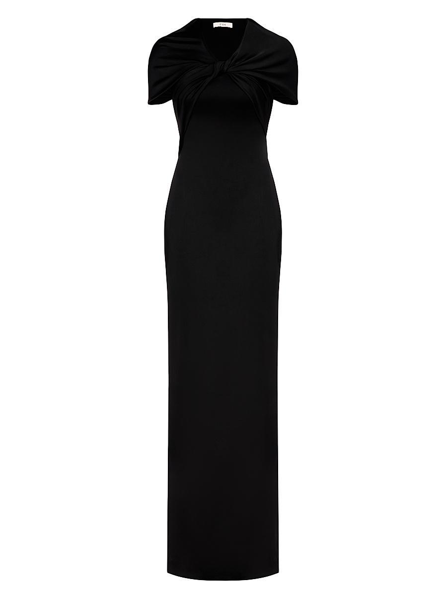 Womens Olive Hooded Column Gown Product Image