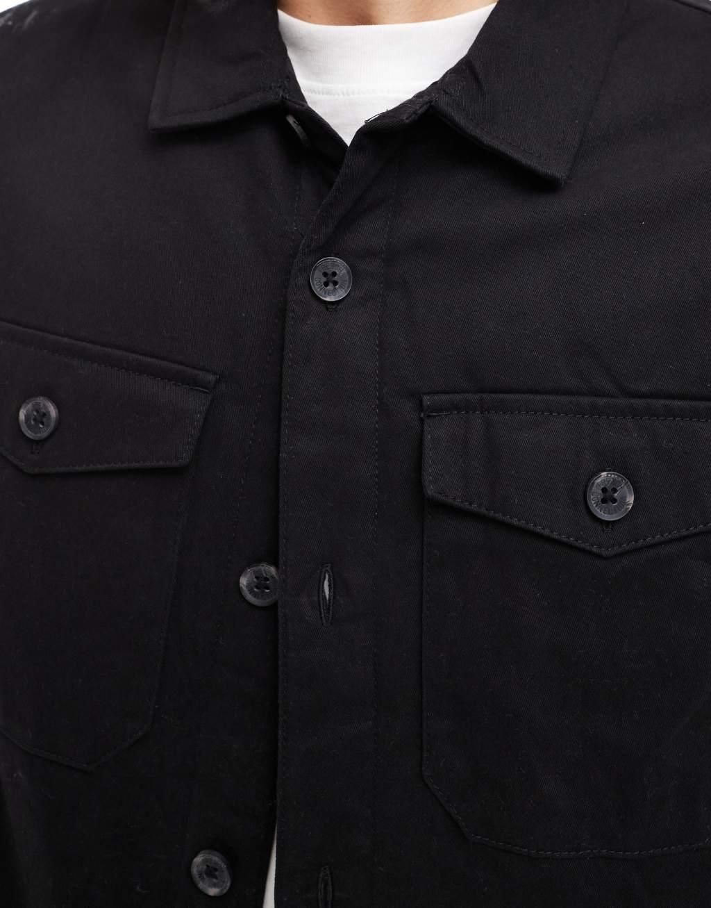 French Connection utility jacket with chest pockets in black Product Image