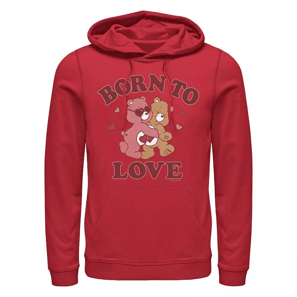 Men's Care Bears Born To Love Graphic Hoodie, Size: Large, Red Product Image