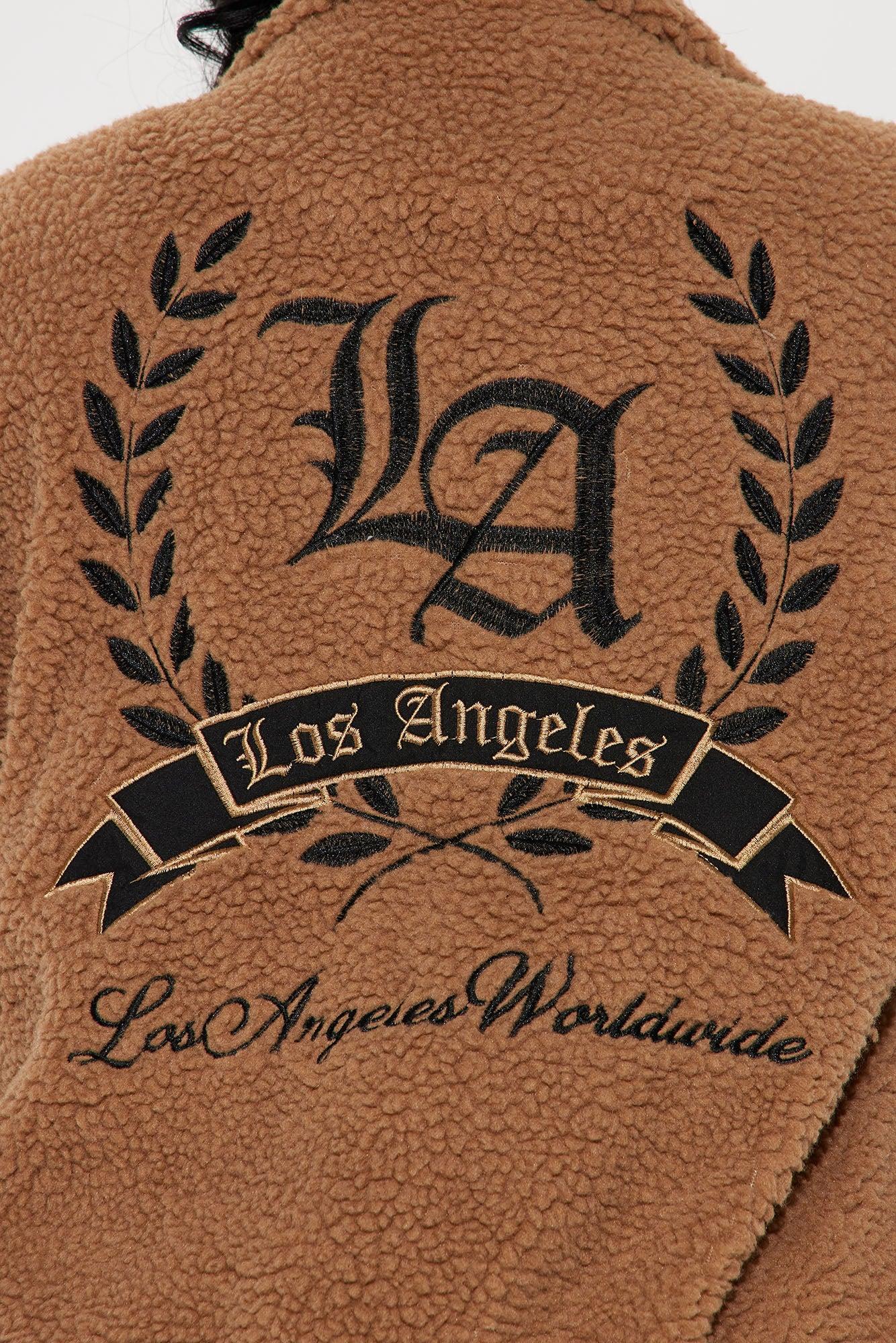 Los Angeles Worldwide Varsity Jacket - Taupe Product Image