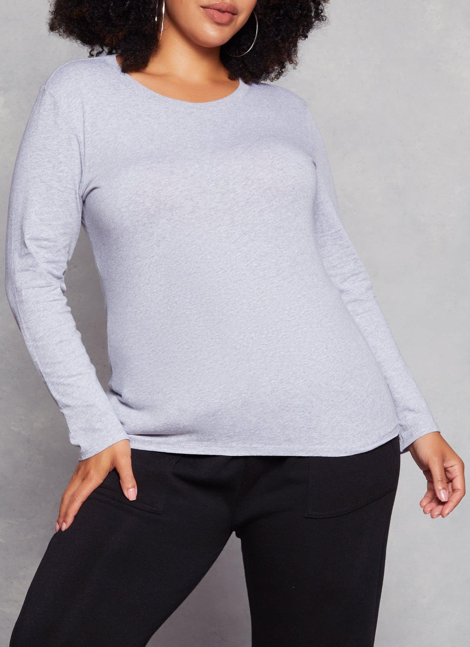 Womens Plus Size Long Sleeve Basic T Shirt Product Image