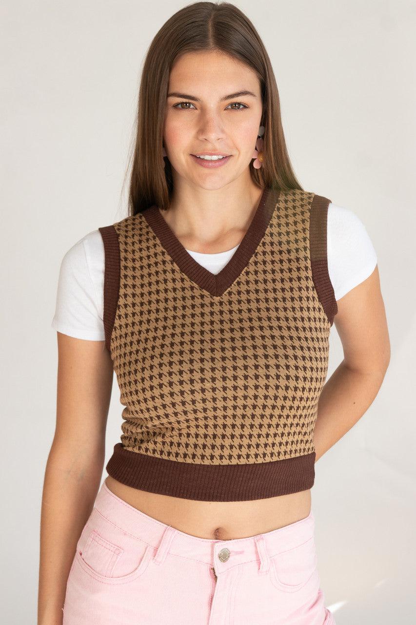 Houndstooth Sweater Vest With Tee Product Image