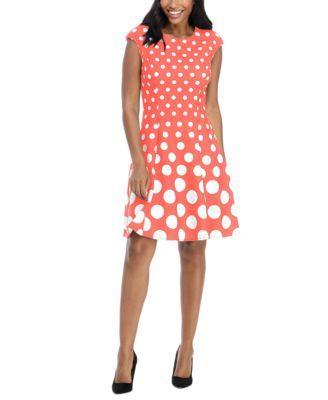 Women's London Times Print Fit & Flare Dress, Size: 12, Pink White Product Image