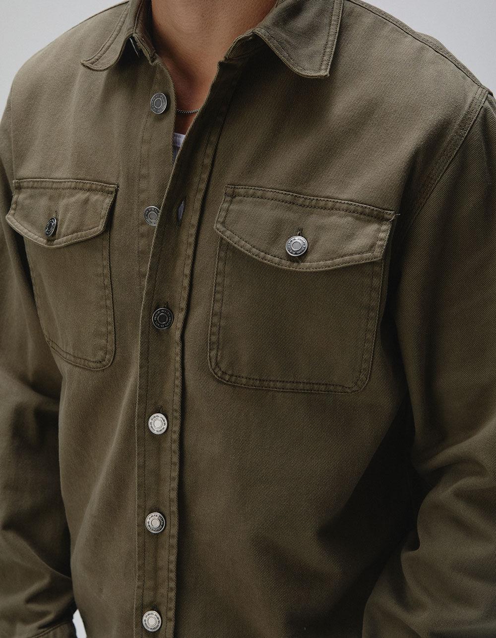 RSQ Mens Twill Overshirt - OLIVE Product Image