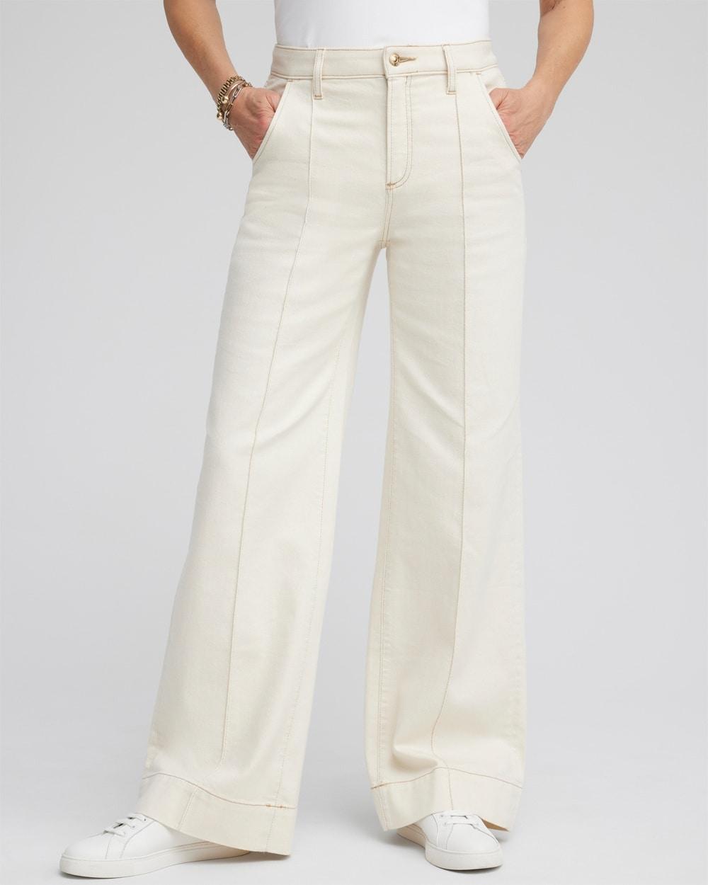 Pintuck High Rise Wide Leg Jeans Product Image