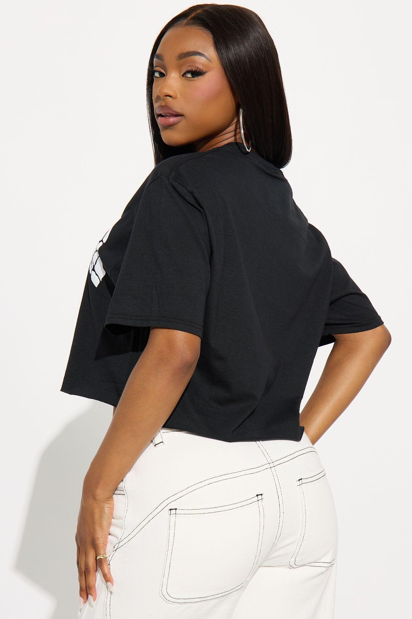 Skeleton Hands Cropped Tee - Black Product Image