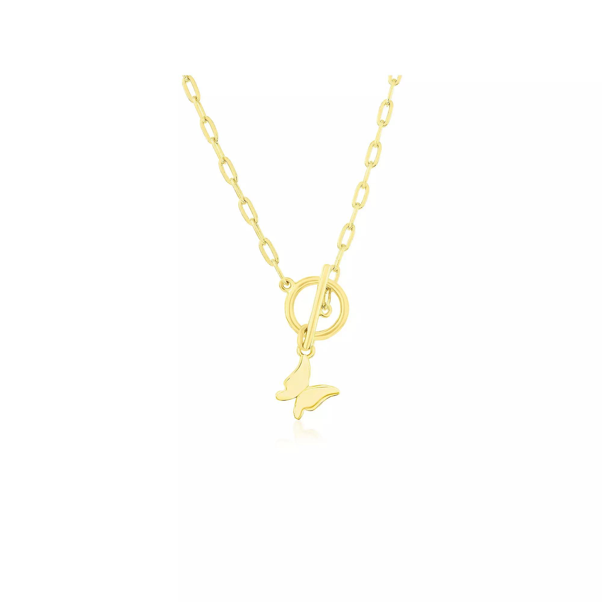 Argento Bella Butterfly Charm Paper Clip Chain Toggle Necklace, Women's, Size: 16-18" ADJ, Gold Tone Product Image