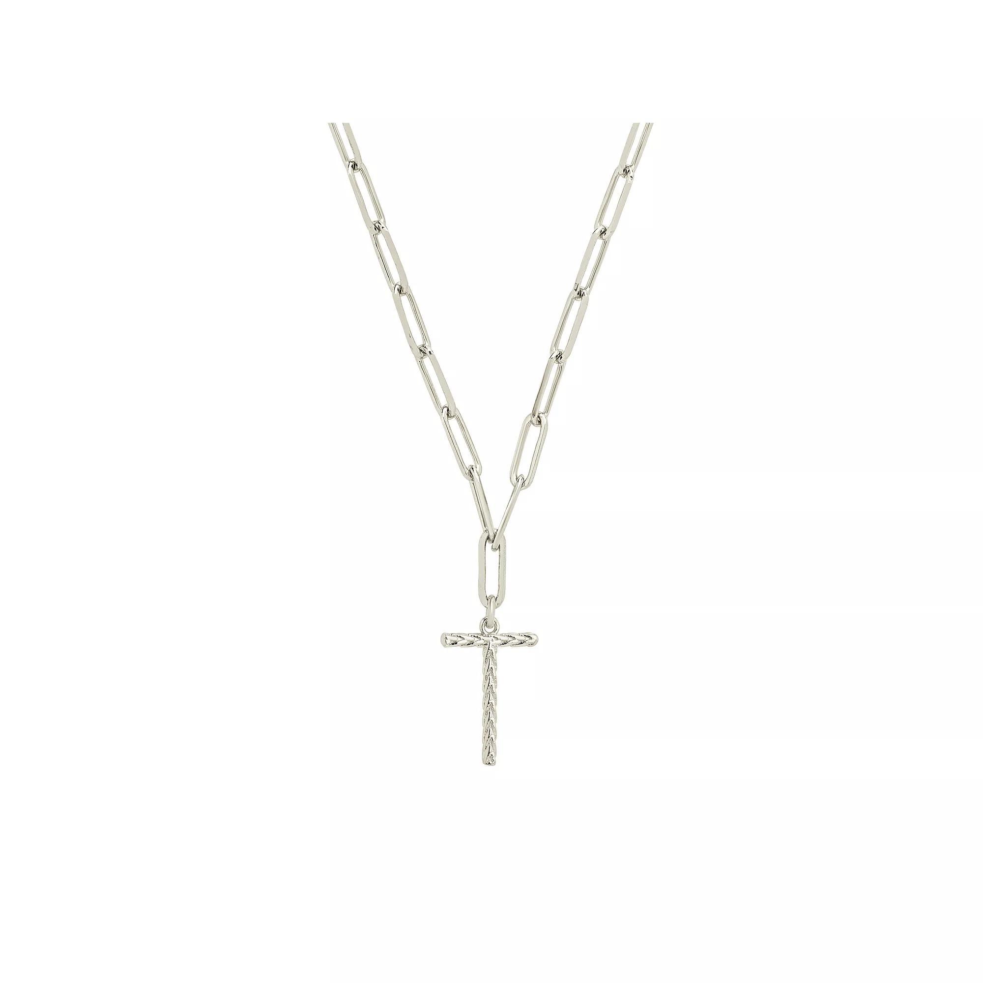 MC Collective Braided Initial Pendant Necklace, Women's, Size: 16", Silver Tone H Product Image