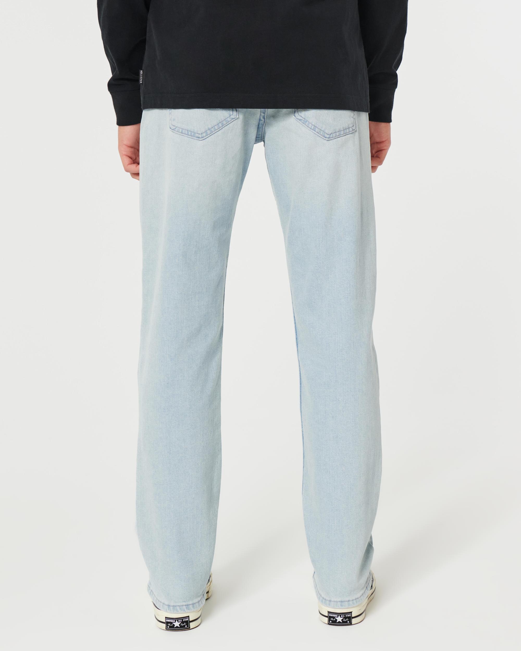 Distressed Light Wash Slim Straight Jeans Product Image