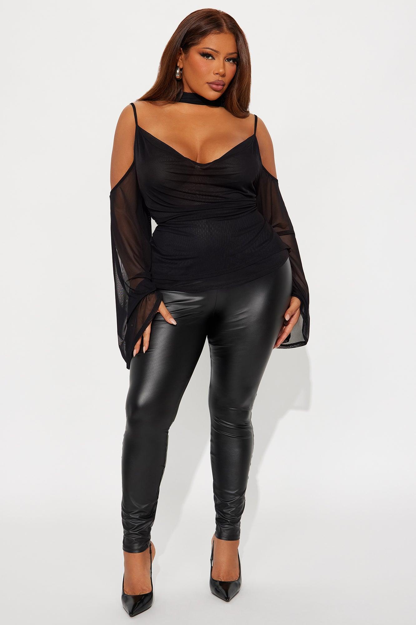 Lavinia Cowl Neck Top And Scarf 2 Piece Set - Black Product Image