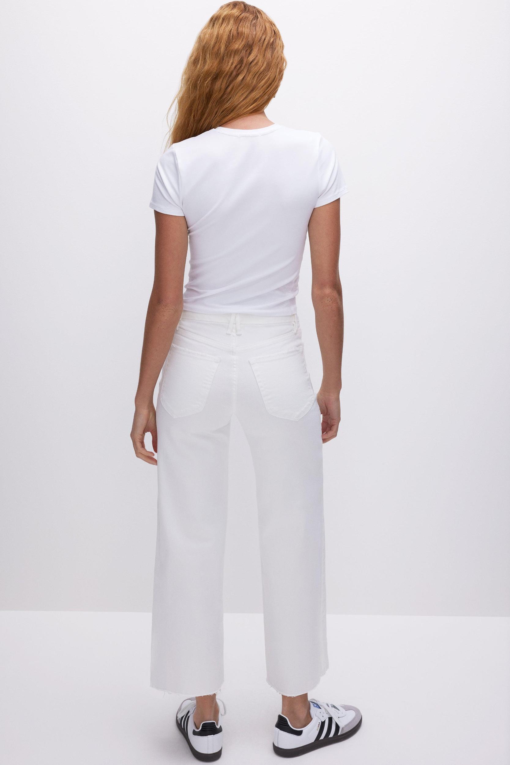 GOOD WAIST CROPPED PALAZZO JEANS | WHITE001 Product Image
