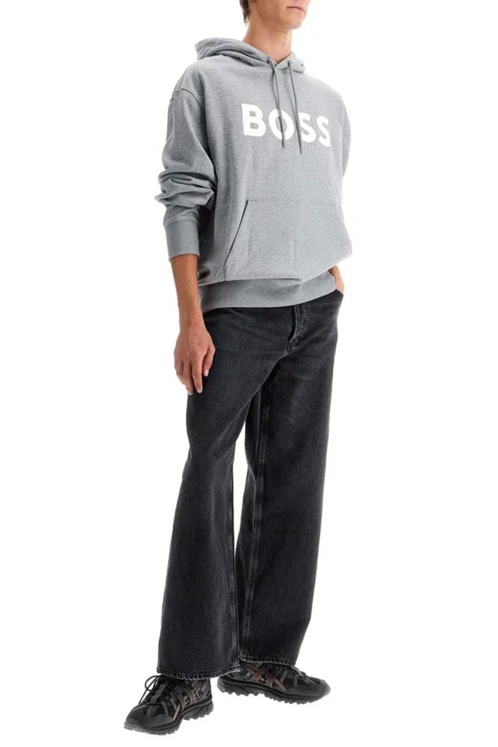 HUGO BOSS Sullivan Logo Hoodie In Grey Product Image