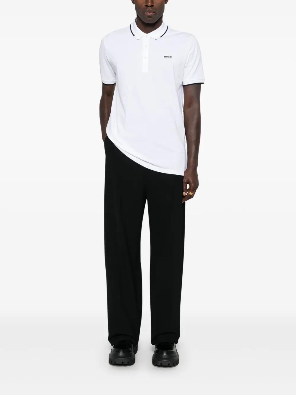 HUGO BOSS Logo-appliqué Polo Shirt In White Black Product Image