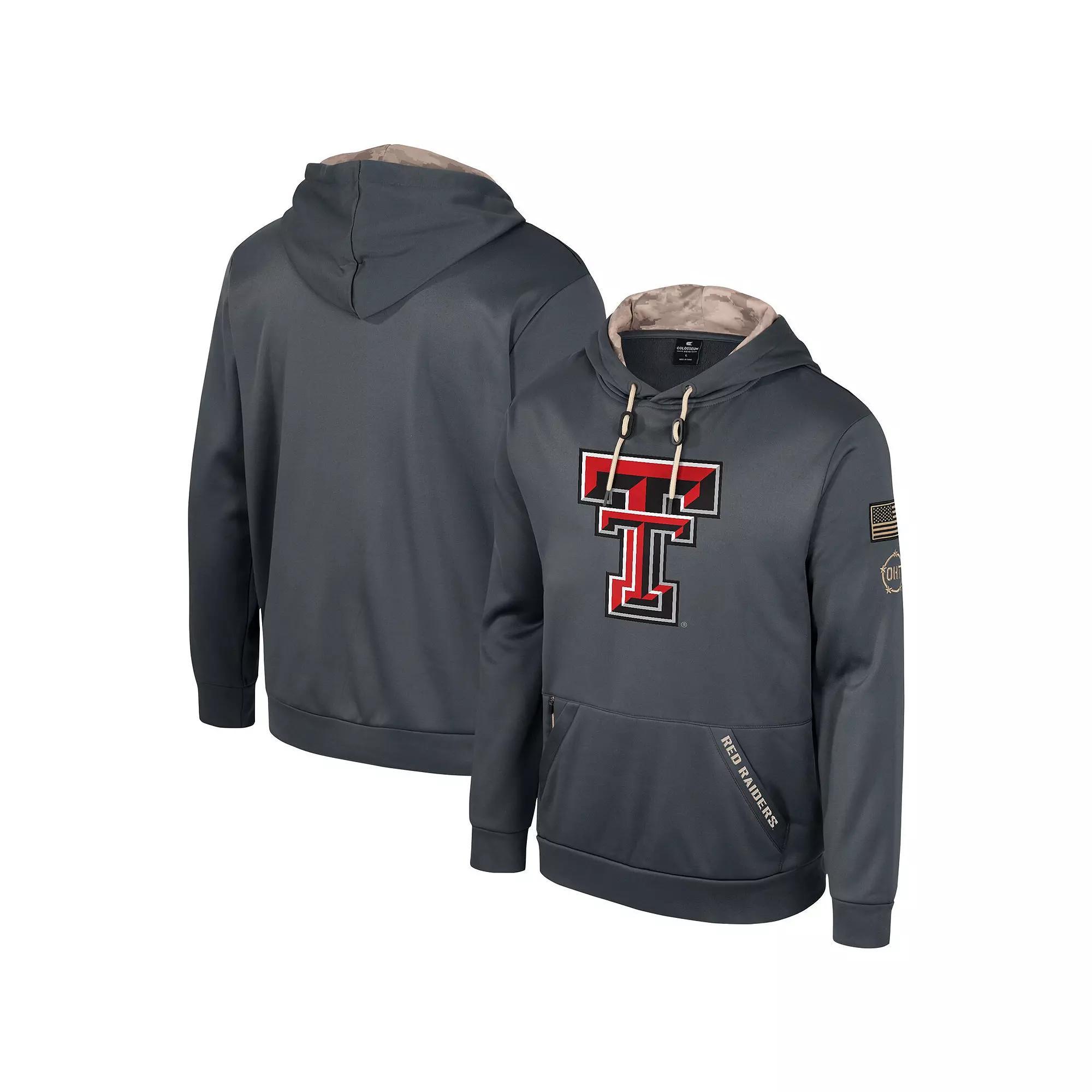 Mens Colosseum Charcoal Texas Tech Red Raiders OHT Military Appreciation Pullover Hoodie Product Image