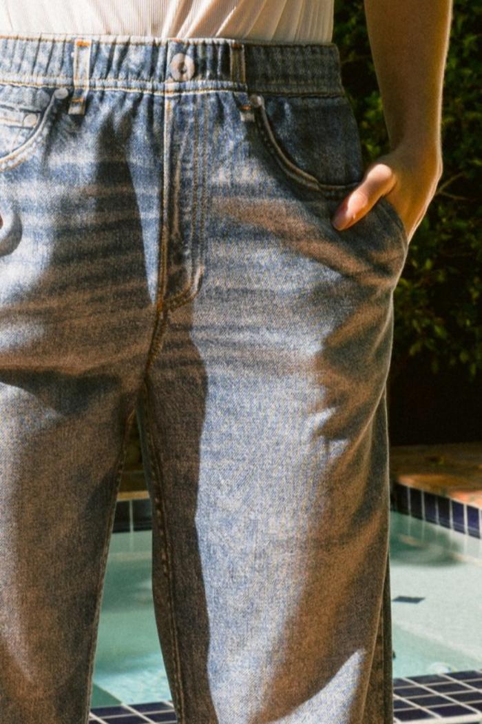 Pull Up Denim Pants Product Image