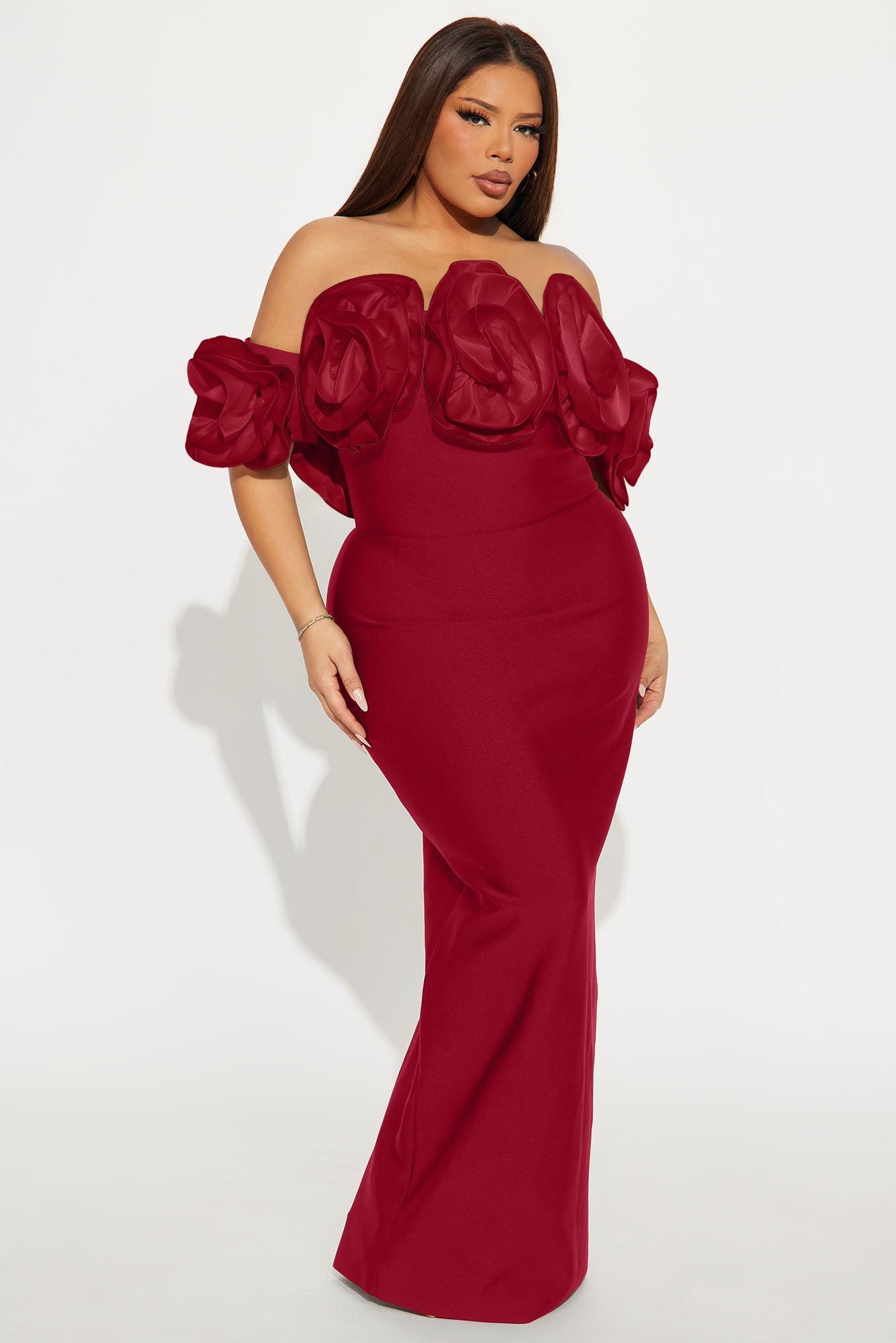 Rosetta Bandage Gown - Red Product Image