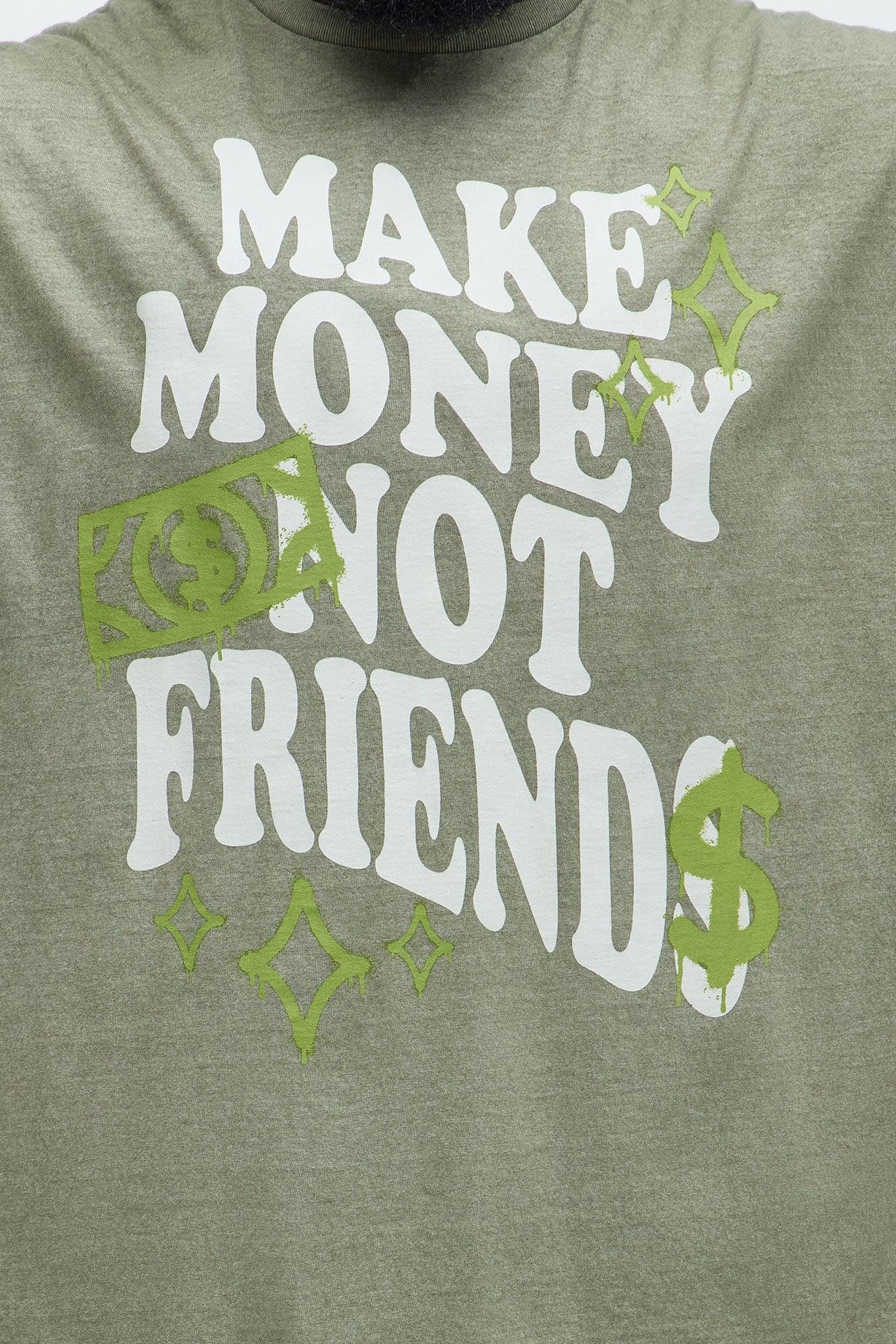 Make Money Not Friends Oversized Short Sleeve Tee - Olive Product Image