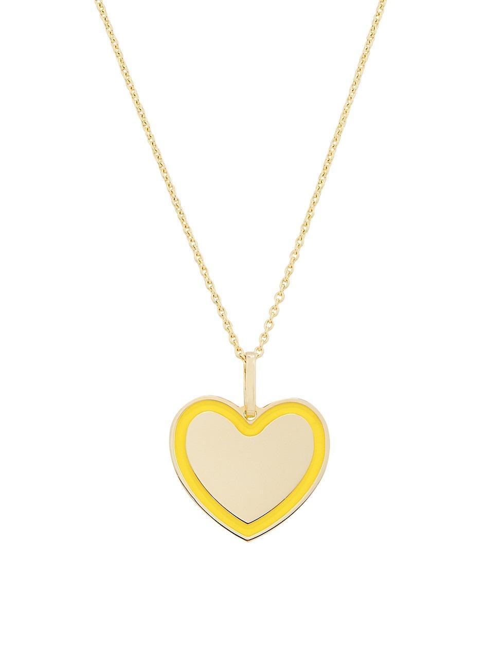Womens 14K Yellow Gold & Enamel Heart Pendant Necklace Product Image