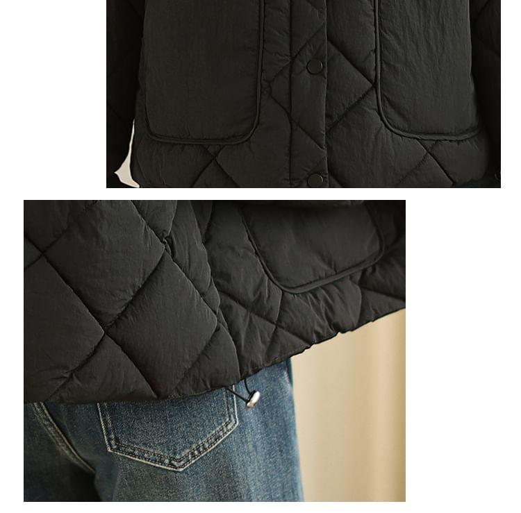 Plain Quilted Single-Breasted Jacket Product Image