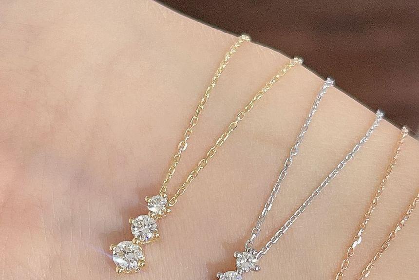 Rhinestone Pendant Sterling Silver Necklace Product Image