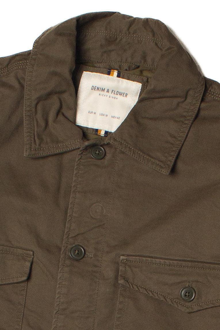 Olive Button Up Shirt Jacket Product Image