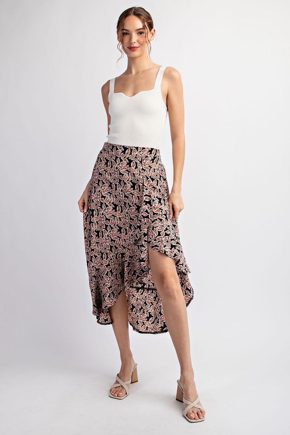 Floral Printed Midi Skirt Product Image