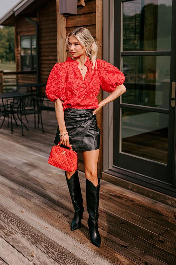 Holiday Party Jacquard Top in Red Product Image