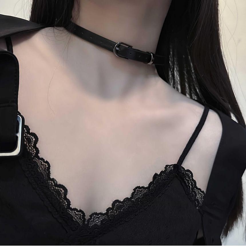 Faux Leather Buckle Choker Product Image