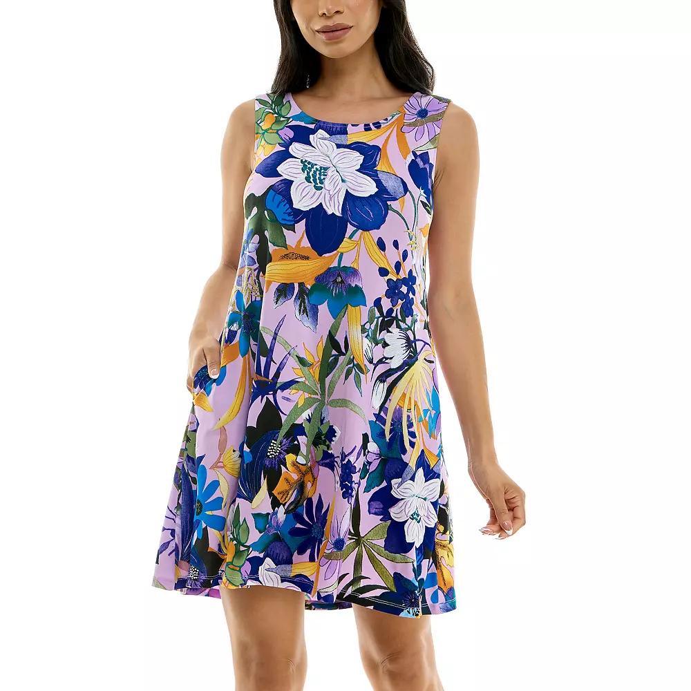 Women's Nina Leonard Puff Print Pocket Trapeze Dress, Size: Small, True Green Ivory Product Image