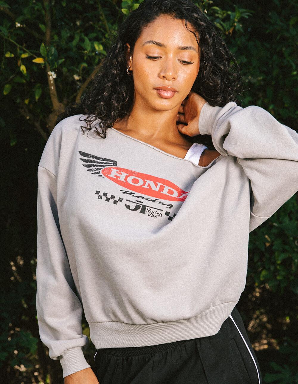 HONDA Off The Shoulder Womens Sweatshirt - GRAY Product Image